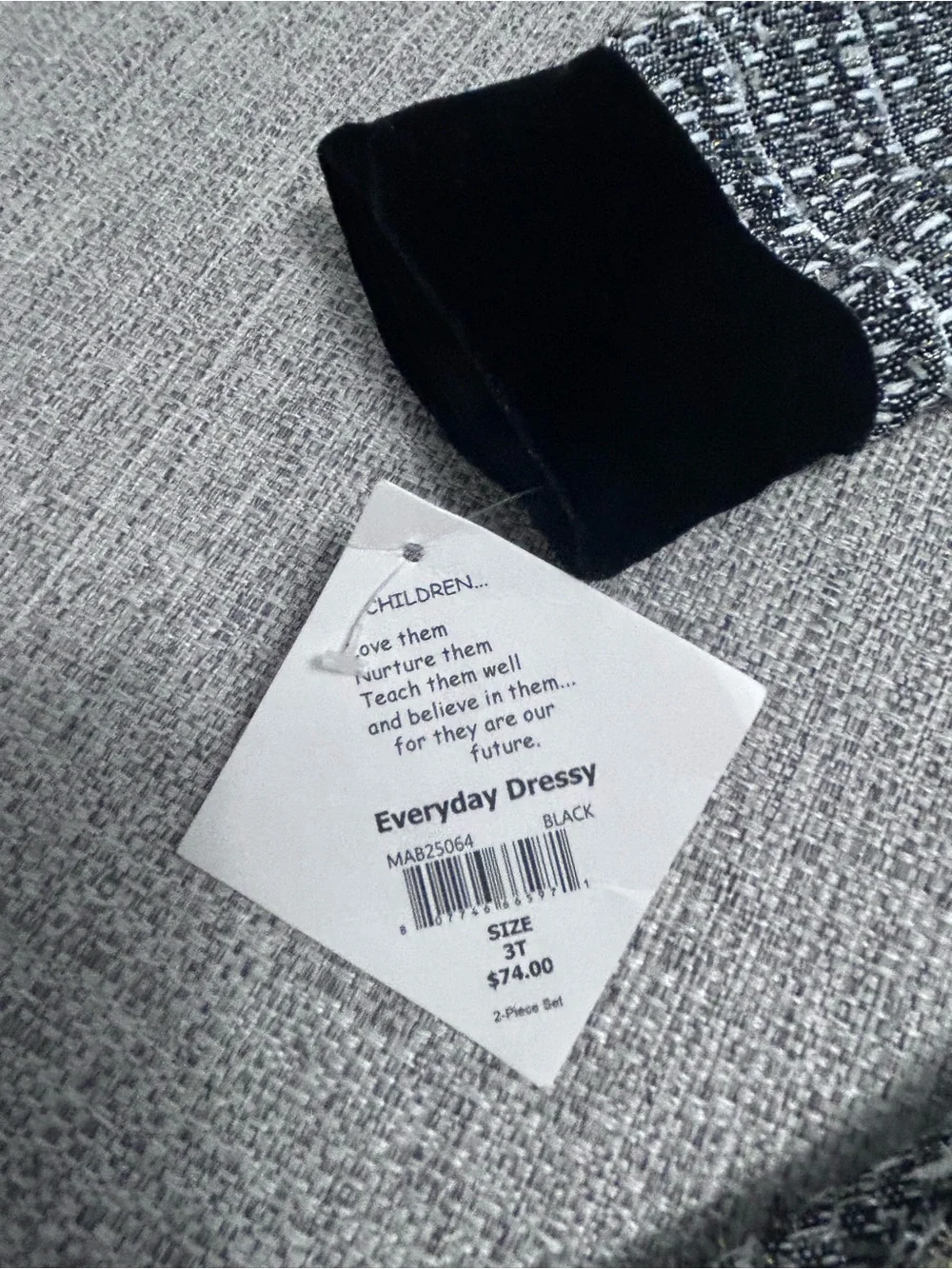 Blueberi Gold Black Velvet Trim Tweed Coat Size 3T. NWT